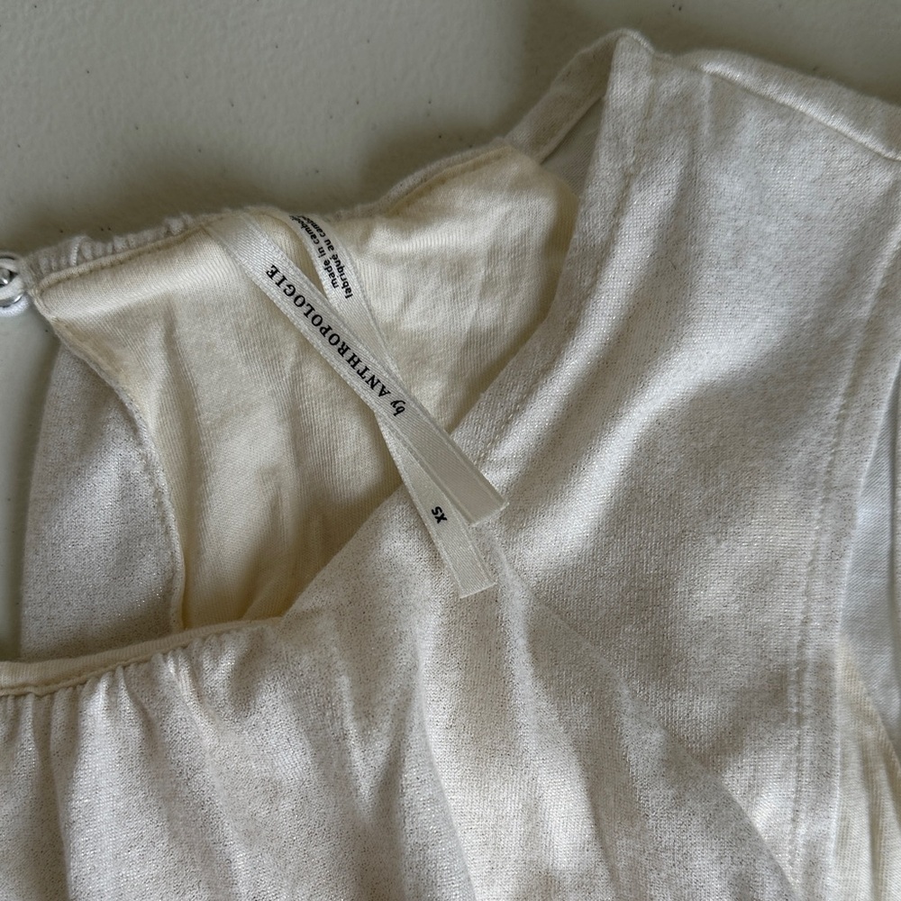Anthropologie Cream Sleeveless Blouse - Picture 2 of 4